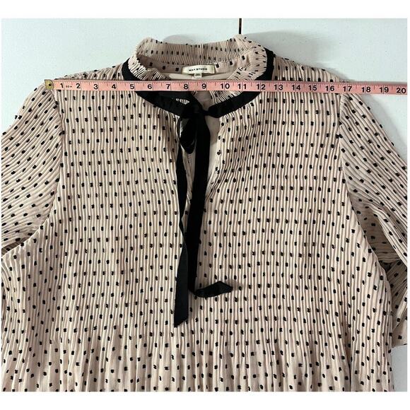Max Studio Blush Pink Polka Dot Blouse Ribbon Necktie Size 2X (Lining Flawed) - Picture 11 of 14